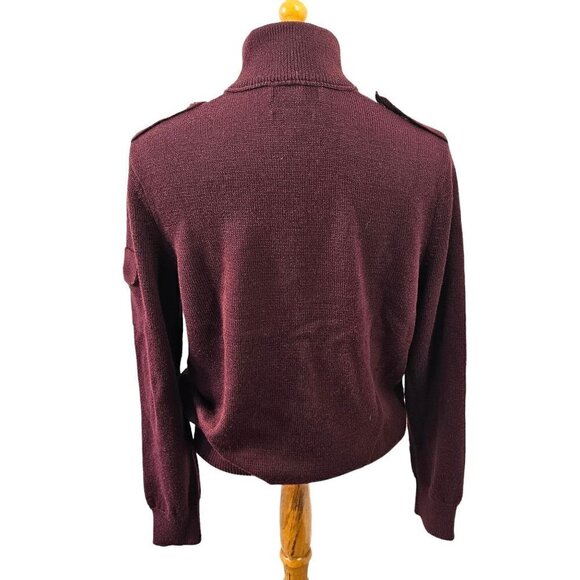Banana Republic 1/4 Zip Sweater Mock Neck Purple Wool Blend Mens M - Picture 4 of 12